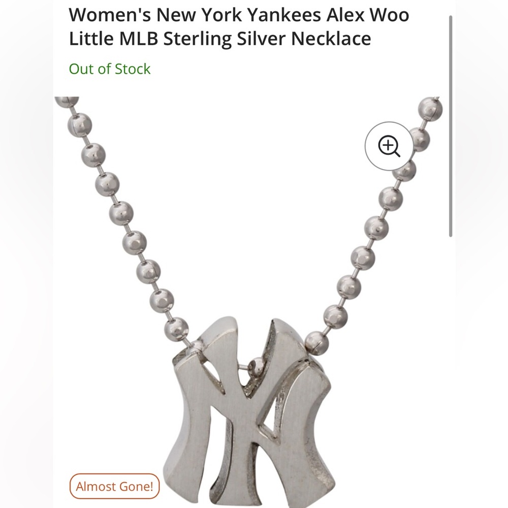 New York Yankees 🍎 Alex Woo MLB sterling silver necklace NWT - Picture 2 of 13